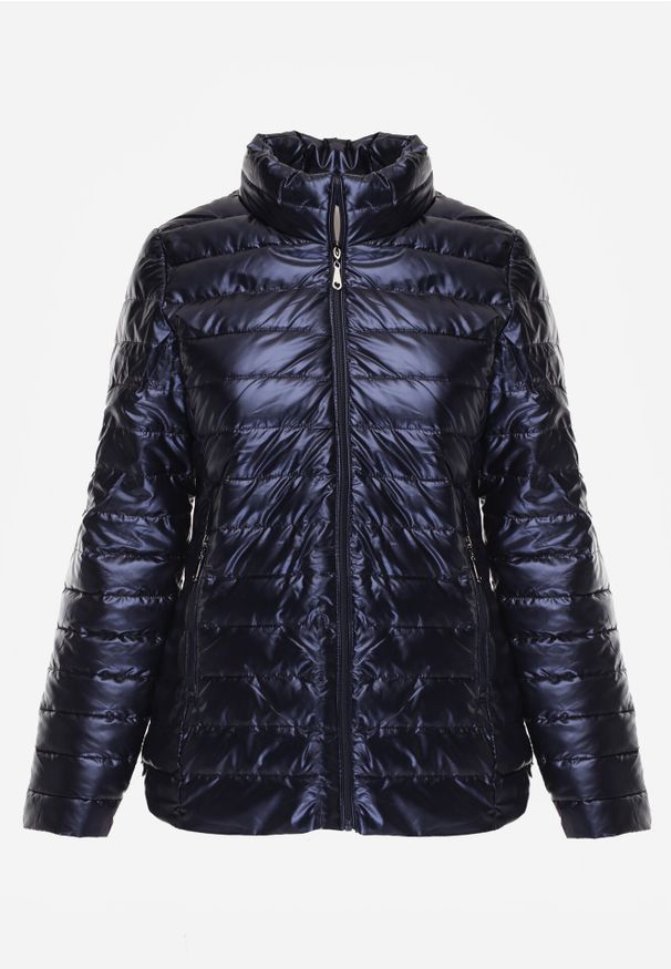 Born2be - Granatowa Kurtka Pikowana Morvea. Kolor: niebieski. Wzór: aplikacja. Styl: klasyczny