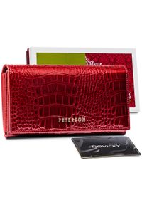 Skórzany portfel croco Peterson czerwony PTN CR-411-RED. Kolor: czerwony. Materiał: skóra #1