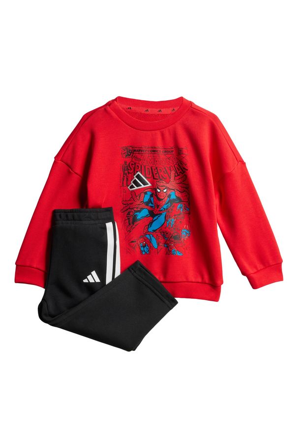 Adidas - Zestaw Marvel Spider-Man Jogger Kids. Okazja: na uczelnię. Kolor: czerwony, biały, wielokolorowy. Materiał: dresówka. Wzór: motyw z bajki. Styl: młodzieżowy, sportowy