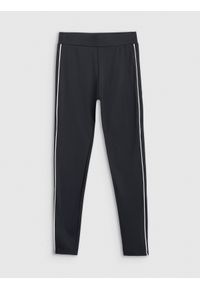 4f - 4F Legginsy dzianinowe damskie - czarne XXL. Okazja: na co dzień. Kolor: czarny. Materiał: dzianina. Wzór: gładki, ze splotem. Styl: casual