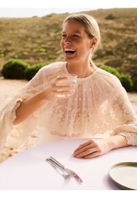 Reserved - Bluzka z falbanami - złamana biel. Materiał: tkanina, koronka #1