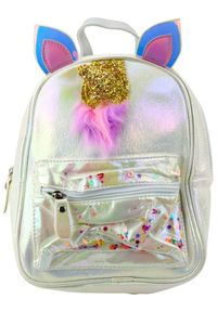 LEANToys - LeanToys Plecak Dziecięcy Z Rogiem Jednorożca Ruchome Konfetti Perłowy 25cm 4,5L EDUKAMP. Kolor: biały #1