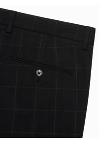 Ombre Clothing - Spodnie męskie o klasycznym kroju w delikatną kratę - czarne V5 - Rozmiar: XL. Kolor: czarny. Materiał: wiskoza, poliester, materiał. Styl: klasyczny #4
