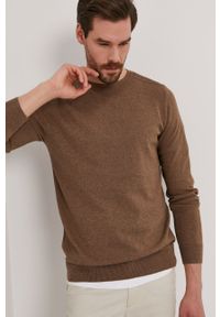 Selected - Sweter. Kolor: brązowy. Materiał: materiał. Długość rękawa: długi rękaw. Długość: długie