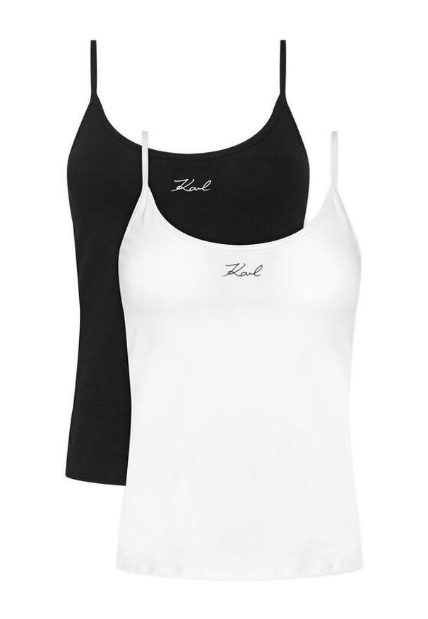 Karl Lagerfeld - KARL LAGERFELD Komplet topów B1W47021 Czarny Slim Fit. Typ kołnierza: dekolt w karo. Kolor: czarny. Materiał: bawełna