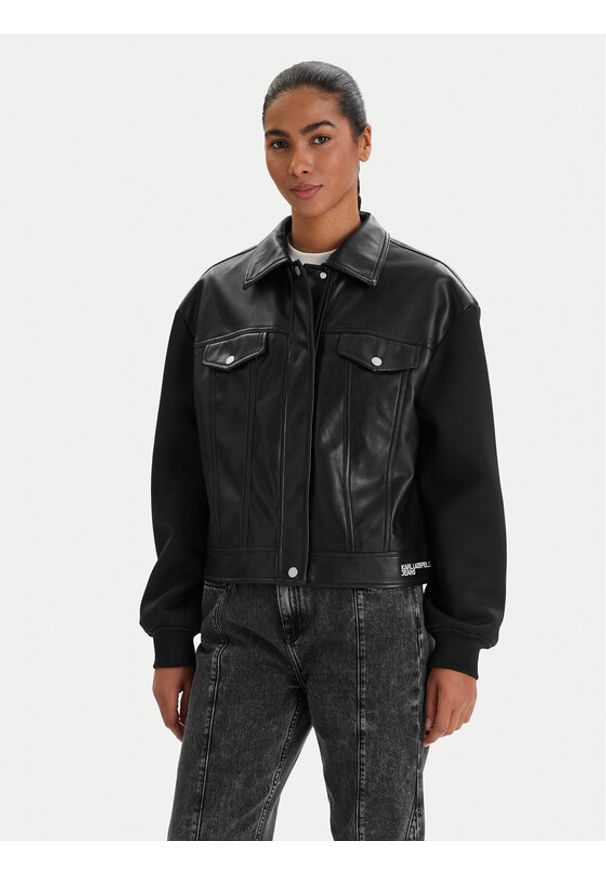 Karl Lagerfeld Jeans Kurtka z imitacji skóry B1W15027 Czarny Regular Fit. Kolor: czarny. Materiał: syntetyk