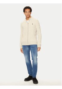 U.S. Polo Assn. Sweter MUP3791 Beżowy Regular Fit. Typ kołnierza: polo. Kolor: beżowy. Materiał: syntetyk