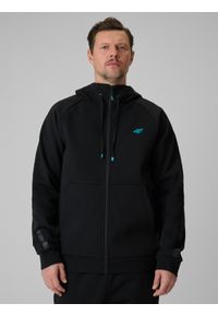 4f - 4F Bluza dresowa regular z kapturem męska - czarna XXL. Okazja: na co dzień. Typ kołnierza: kaptur. Kolor: czarny. Materiał: dresówka. Długość rękawa: raglanowy rękaw. Wzór: gładki. Styl: casual #1