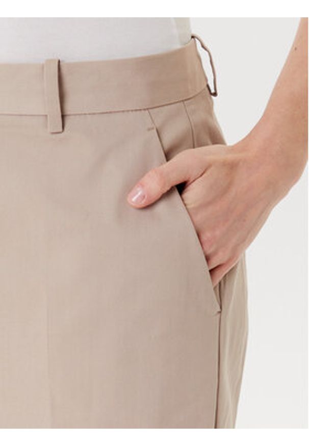 TOMMY HILFIGER - Tommy Hilfiger Spodnie materiałowe WW0WW45791 Beżowy Wide Leg. Kolor: beżowy. Materiał: bawełna