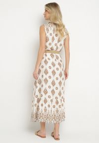 Born2be - Beżowa Wiskozowa Sukienka Koszulowa z Paskiem z Klamrą Eraniela. Okazja: na co dzień. Typ kołnierza: dekolt w kształcie V. Kolor: beżowy. Materiał: wiskoza. Typ sukienki: koszulowe. Styl: sportowy, klasyczny, casual, elegancki #2