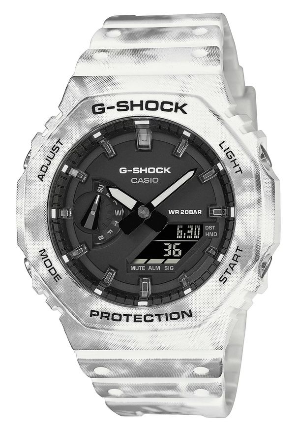 G-Shock - Zegarek Męski G-SHOCK Frozen Forest Octagon GAE-2100GC-7AER. Rodzaj zegarka: cyfrowe. Materiał: tworzywo sztuczne. Styl: sportowy