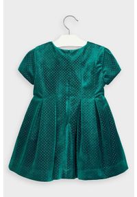 Mayoral - Sukienka dziecięca 92-134 cm. Kolor: zielony. Materiał: tkanina, bawełna, poliester, materiał. Długość rękawa: krótki rękaw. Wzór: gładki. Typ sukienki: rozkloszowane. Długość: mini #4