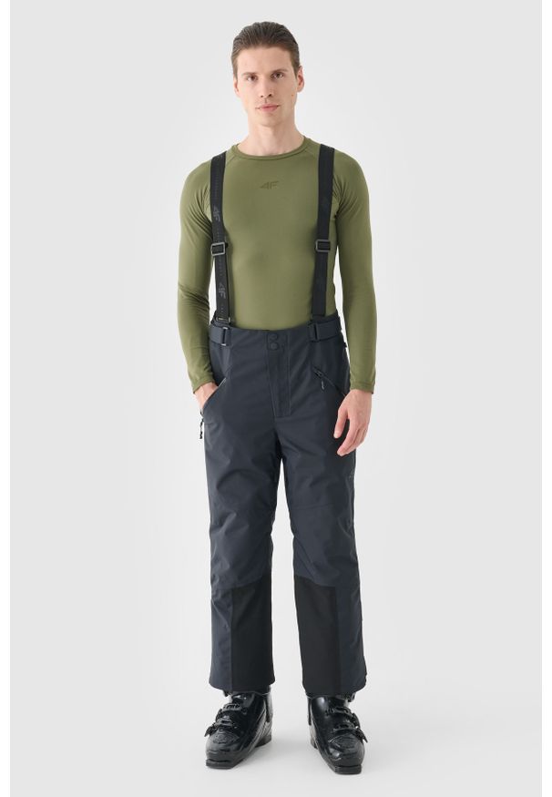 4f - 4F Spodnie narciarskie z szelkami membrana Dermizax 20000 męskie - czarne M. Kolor: czarny. Materiał: materiał, tkanina, poliester. Technologia: Dermizax. Długość: długie. Wzór: gładki. Sezon: zima. Sport: narciarstwo