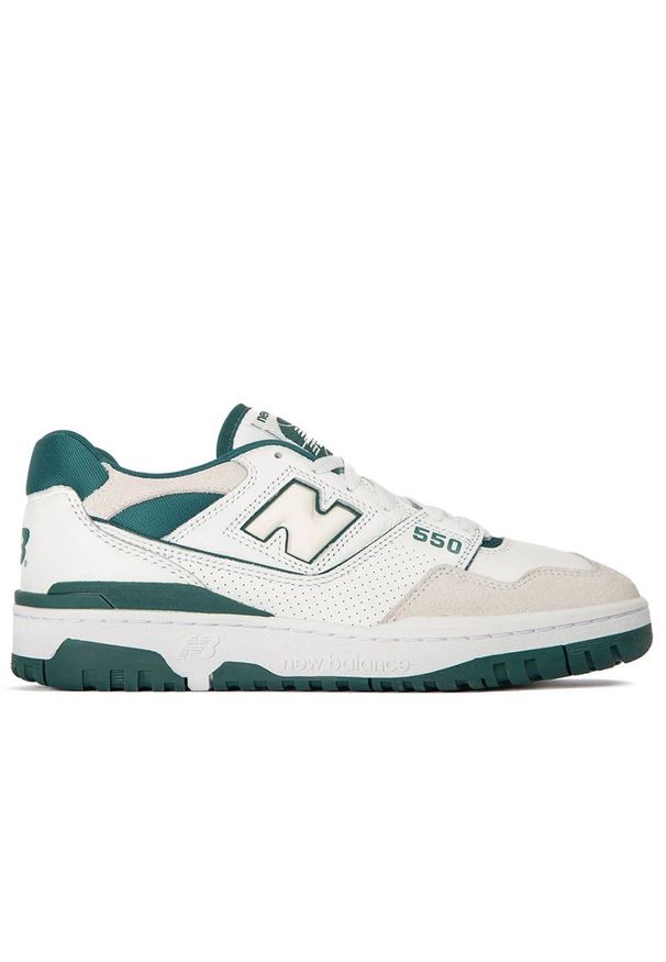 Buty New Balance BB550STA - białe. Okazja: na co dzień. Kolor: biały. Materiał: skóra, materiał, guma, syntetyk. Szerokość cholewki: normalna. Sport: koszykówka