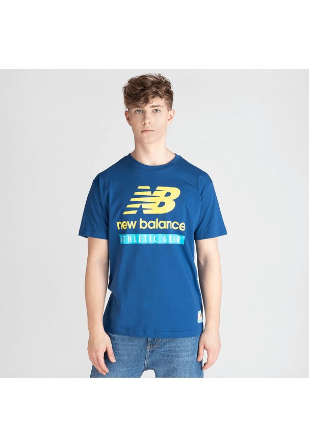 T-shirt New Balance z aplikacjami, casualowy, z krótkim rękawem, na co dzień