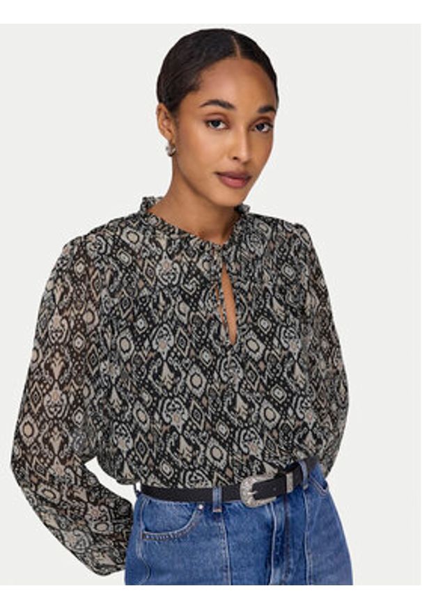 only - ONLY Bluzka Ditsy 15229700 Czarny Regular Fit. Kolor: czarny. Materiał: syntetyk