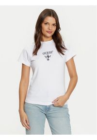 Guess T-Shirt V4YI21 KCDH1 Biały Slim Fit. Kolor: biały. Materiał: bawełna