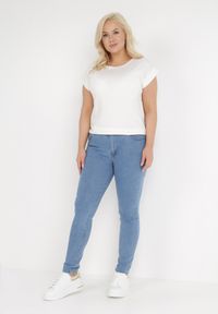 Born2be - Niebieskie Jeansy Skinny Iryne. Kolekcja: plus size. Kolor: niebieski. Długość: długie. Wzór: aplikacja, gładki #4