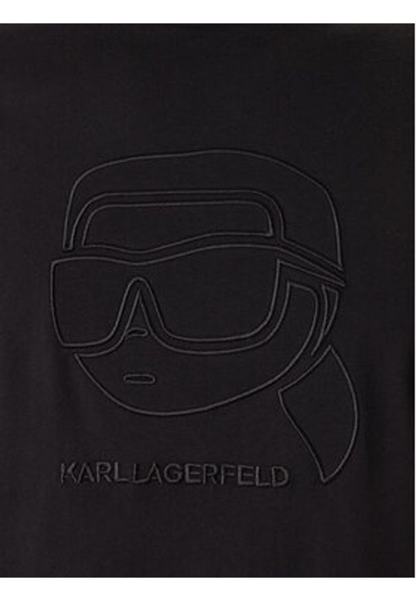 Karl Lagerfeld - KARL LAGERFELD T-Shirt 755052 561224 Czarny Regular Fit. Typ kołnierza: dekolt w karo. Kolor: czarny. Materiał: syntetyk