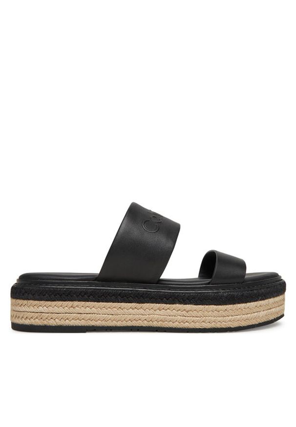 Calvin Klein Espadryle Flatform Wedge Slide - He HW0HW02374 Czarny. Kolor: czarny. Materiał: skóra