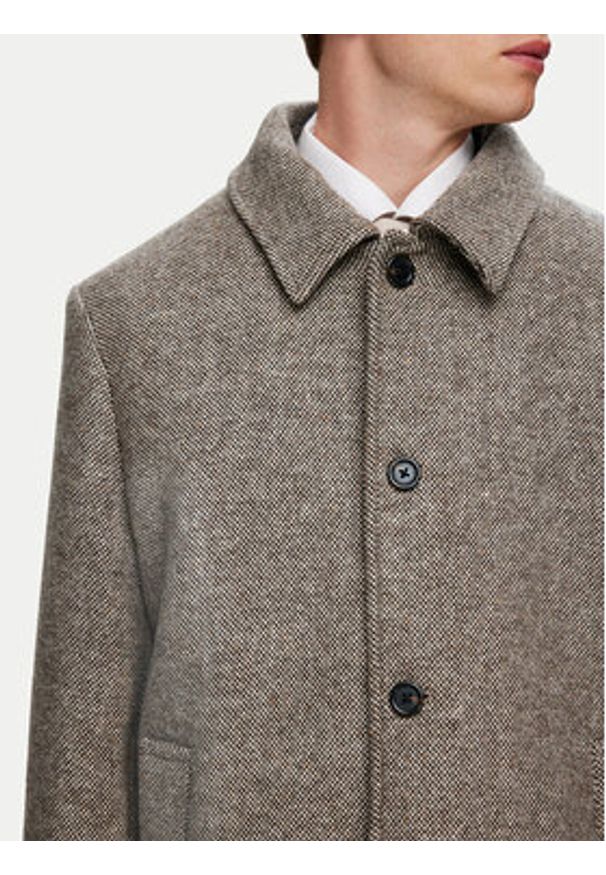 Selected Homme Płaszcz wełniany 16089348 Beżowy Regular Fit. Kolor: beżowy. Materiał: syntetyk