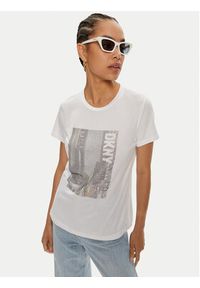 DKNY T-Shirt P4DHQWNA Biały Regular Fit. Kolor: biały. Materiał: bawełna #2