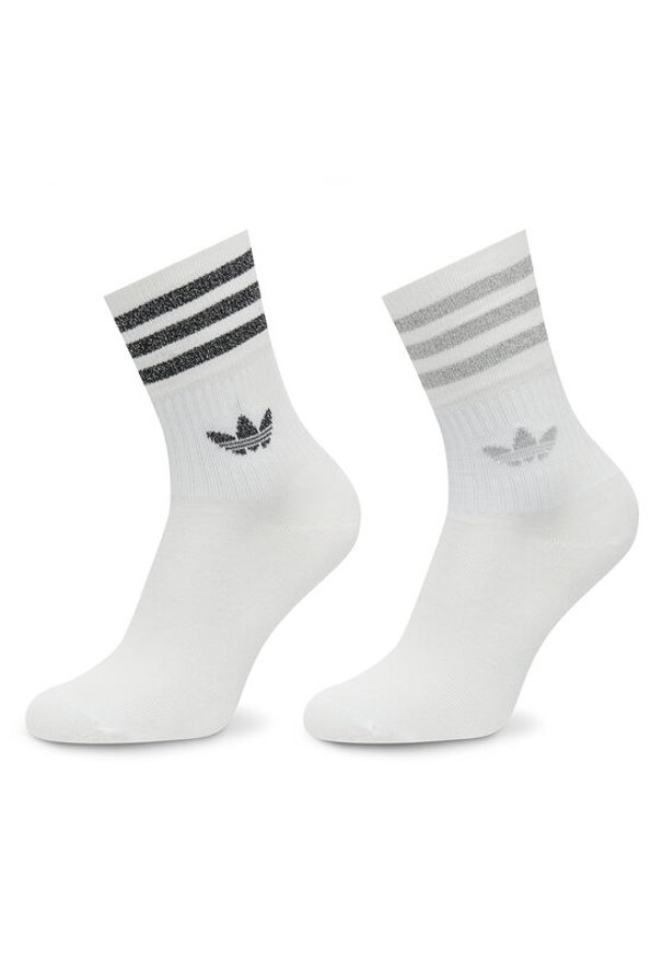 Adidas - adidas Zestaw 2 par wysokich skarpet damskich Glt Crew HC9561 Biały. Kolor: biały. Materiał: bawełna, materiał