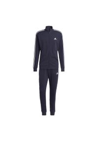 Adidas - Basic 3-Stripes French Terry Track Suit. Kolor: niebieski. Materiał: dresówka, materiał. Sport: fitness #2