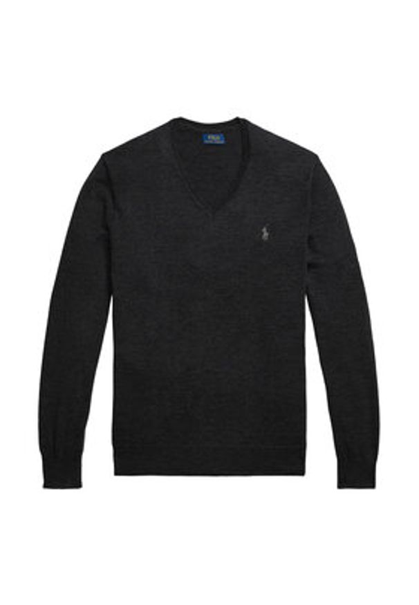 Polo Ralph Lauren Sweter 710946142003 Szary Slim Fit. Typ kołnierza: polo. Kolor: szary. Materiał: wełna