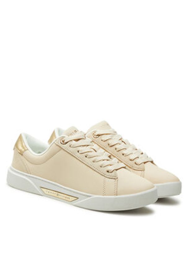 TOMMY HILFIGER - Tommy Hilfiger Sneakersy Chic Court Sneaker FW0FW08382 Beżowy. Kolor: beżowy. Materiał: skóra
