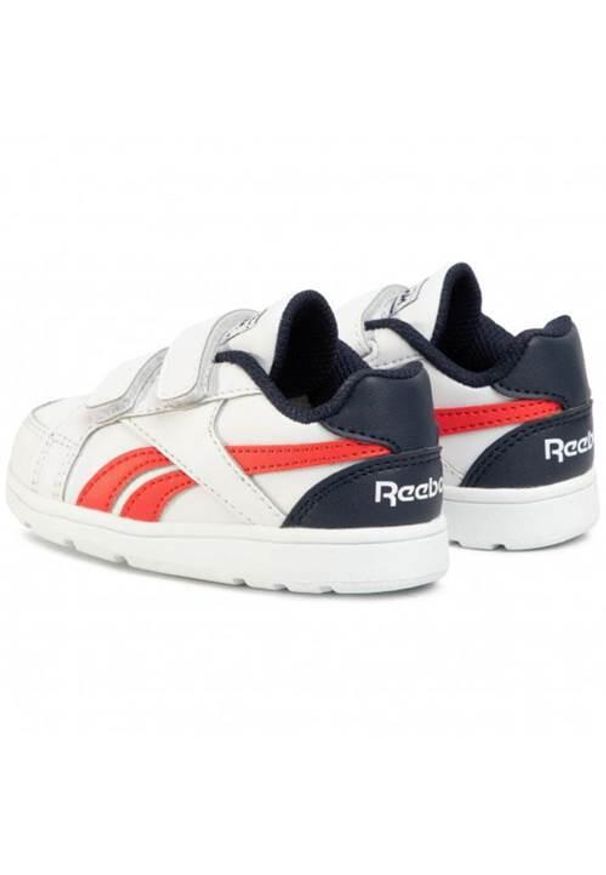 Buty do chodzenia dla dzieci Reebok Royal Prime. Zapięcie: rzepy. Kolor: biały. Materiał: guma, syntetyk, materiał. Szerokość cholewki: normalna. Model: Reebok Royal. Sport: turystyka piesza