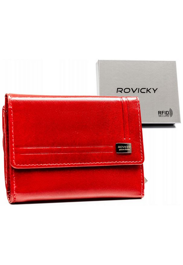ROVICKY - Portfel damski Rovicky CPR-121-BAR czerwony. Kolor: czerwony. Materiał: skóra