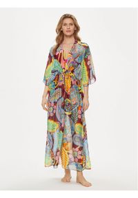 Guess Sukienka plażowa E4GK08 WE550 Kolorowy Regular Fit. Okazja: na plażę. Materiał: jedwab. Wzór: kolorowy
