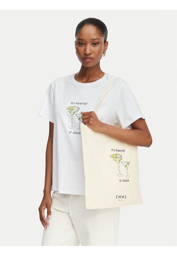 Marella T-Shirt Gola 2615971072 Écru Regular Fit. Kolor: kremowy. Materiał: bawełna