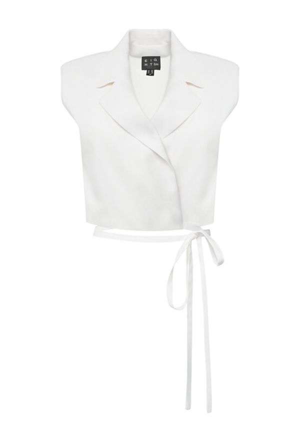 ACCESS FASHION Kamizelka 53-1028-195 Biały Slim Fit. Kolor: biały. Materiał: wiskoza