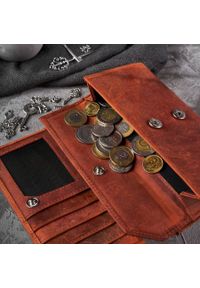 Portfel damski skórzany PAOLO PERUZZI pomarańczowy T-44-OR. Kolor: pomarańczowy. Materiał: skóra. Wzór: kwiaty #1