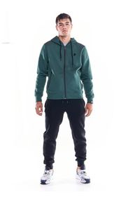 LEONE 1947 APPAREL - Męska, miękka bluza z kapturem i zamkiem błyskawicznym z ikoną lwa. Typ kołnierza: kaptur. Kolor: zielony. Materiał: tkanina. Sport: fitness