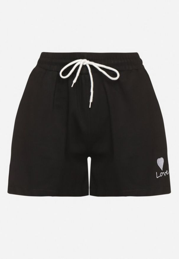 Born2be - Czarne Dresowe Szorty o Prostym Kroju z Wiązaniem i Kieszeniami Foladea. Okazja: na spacer, na co dzień. Kolor: czarny. Materiał: dresówka. Styl: casual, klasyczny