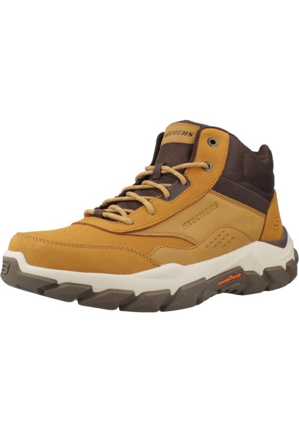 skechers - Buty SKECHERS SANTORO-HOPKINS Brązowy. Kolor: brązowy. Materiał: skóra, materiał. Model: Skechers Sport. Sport: turystyka piesza