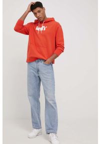 Levi's® - Levi's Bluza bawełniana męska kolor pomarańczowy z kapturem gładka. Okazja: na spotkanie biznesowe. Typ kołnierza: kaptur. Kolor: pomarańczowy. Materiał: bawełna. Wzór: gładki. Styl: biznesowy