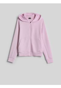 4f - 4F Bluza dresowa regular z kapturem damska - różowa XS. Okazja: na co dzień. Typ kołnierza: kaptur. Kolor: różowy. Materiał: dresówka. Styl: casual #1