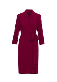 Stylove - Elegancka sukienka ołówkowa kopertowa z wiązaniem bordowa. Okazja: na spotkanie biznesowe, do pracy. Typ kołnierza: typu klepsydra, dekolt kopertowy, dekolt w kształcie V. Kolor: czerwony, brązowy, beżowy. Materiał: elastan, tkanina, poliester, wiskoza. Wzór: gładki. Typ sukienki: ołówkowe, kopertowe. Styl: elegancki. Długość: midi #3