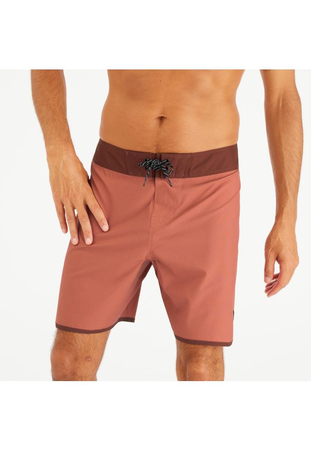 Decathlon - Spodenki surfingowe męskie Olaian 500 18" 500 Sober. Kolor: brązowy. Materiał: poliester, materiał, elastan. Długość: długie. Styl: sportowy
