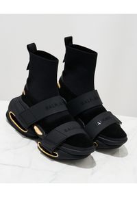 Balmain - BALMAIN - Czarne sneakersy B-Bold. Zapięcie: pasek. Kolor: czarny. Materiał: guma. Szerokość cholewki: normalna. Wzór: paski #4
