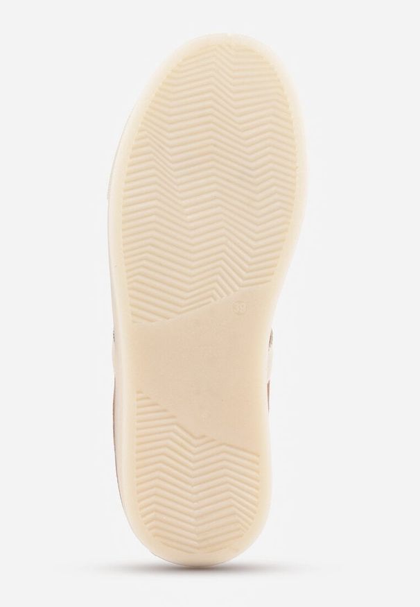 Renee - Brązowe Sneakersy na Platformie w Stylu Tenisówek Ozdobione Paskami Ladia. Okazja: na co dzień. Zapięcie: pasek. Kolor: brązowy. Materiał: jeans. Wzór: aplikacja. Sezon: wiosna. Obcas: na platformie