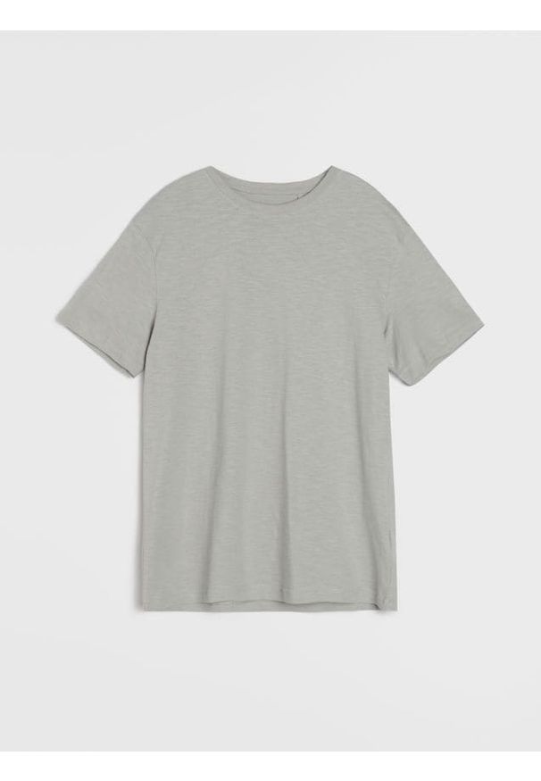Sinsay - Bawełniana koszulka z krótkim rękawem - szary. Kolor: szary. Materiał: bawełna. Długość rękawa: krótki rękaw. Długość: krótkie
