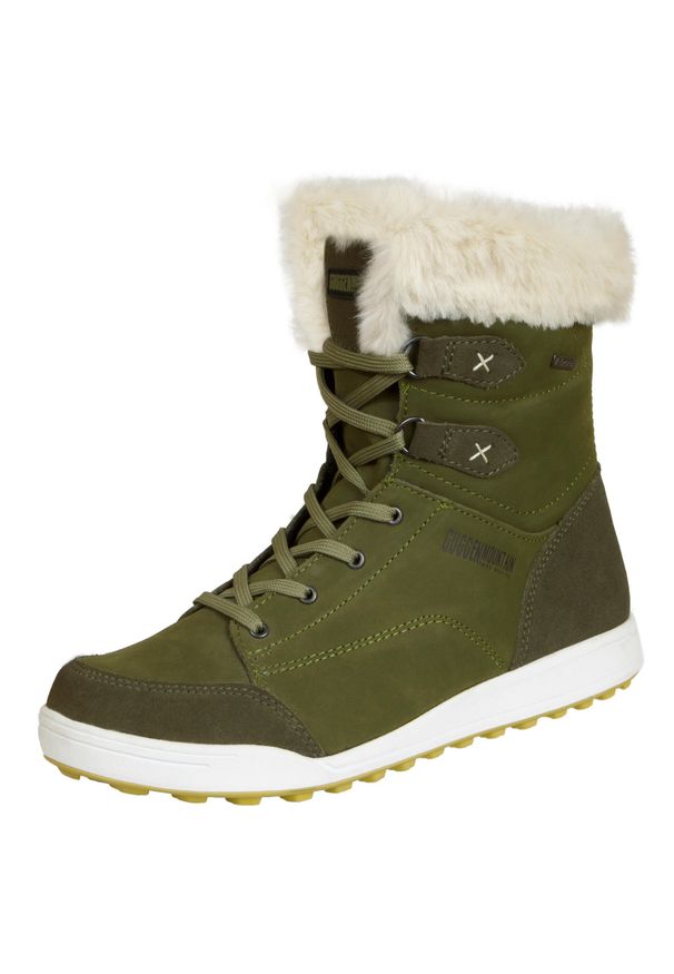 GUGGEN MOUNTAIN - Damskie buty zimowe prawdziwa skóra sztuczne futro. Kolor: zielony. Materiał: futro, skóra. Sezon: zima. Styl: sportowy, elegancki