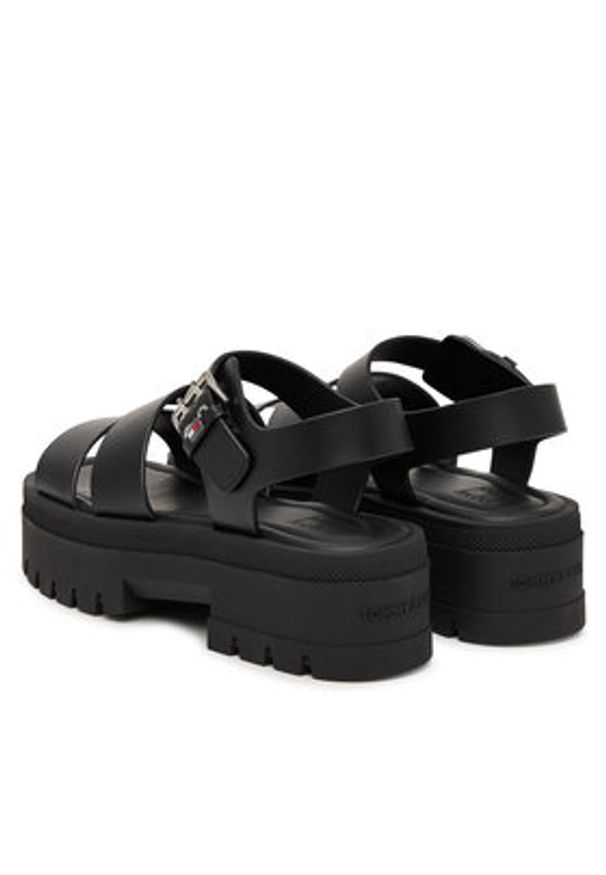 Tommy Jeans Sandały Tjw Straps Leather Max Sandal EN0EN02944 Czarny. Kolor: czarny. Materiał: skóra