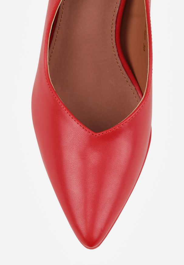 Born2be - Czerwone Szpilki Vices na Platformie ze Skórzaną Wkładką Racca. Okazja: na ślub cywilny, na imprezę, na wesele, do pracy, na spotkanie biznesowe. Kolor: czerwony. Materiał: skóra. Obcas: na platformie. Styl: wizytowy, biznesowy