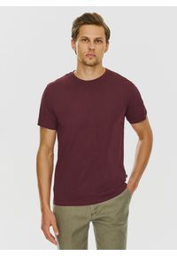 Pako Lorente - PAKO LORENTE – Bawełniany bordowy t-shirt z okrągłym dekoltem. Okazja: na co dzień. Kolor: czerwony. Materiał: bawełna. Styl: casual